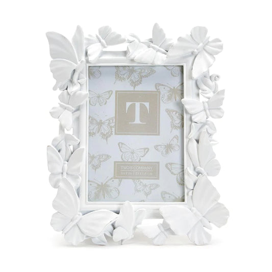 Two's Company- 5X7 WHITE BUTTERFLY FRAME