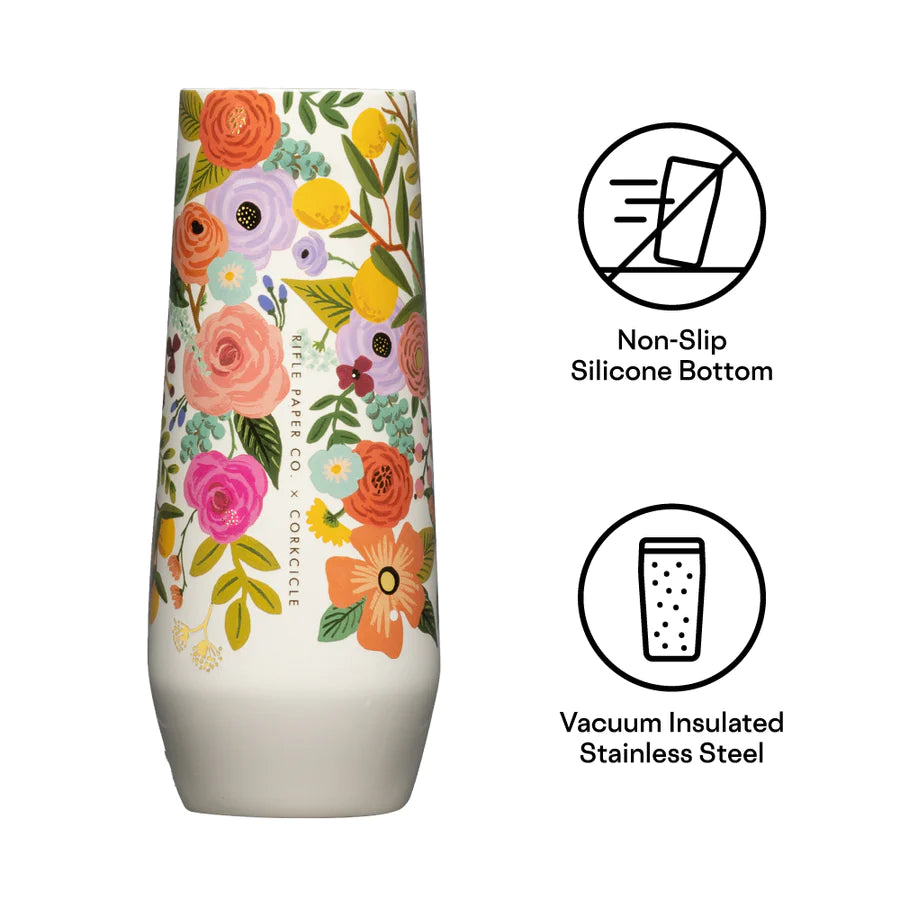 Corkcicle -  7oz Stemless  Flute - Rifle Paper Co. Garden Party - Findlay Rowe Designs