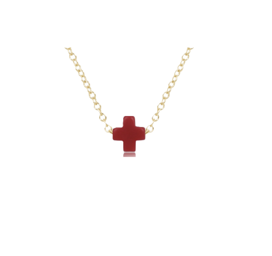 Enewton - EGirl 14in Necklace Gold - Signature Cross Small - Red - Findlay Rowe Designs