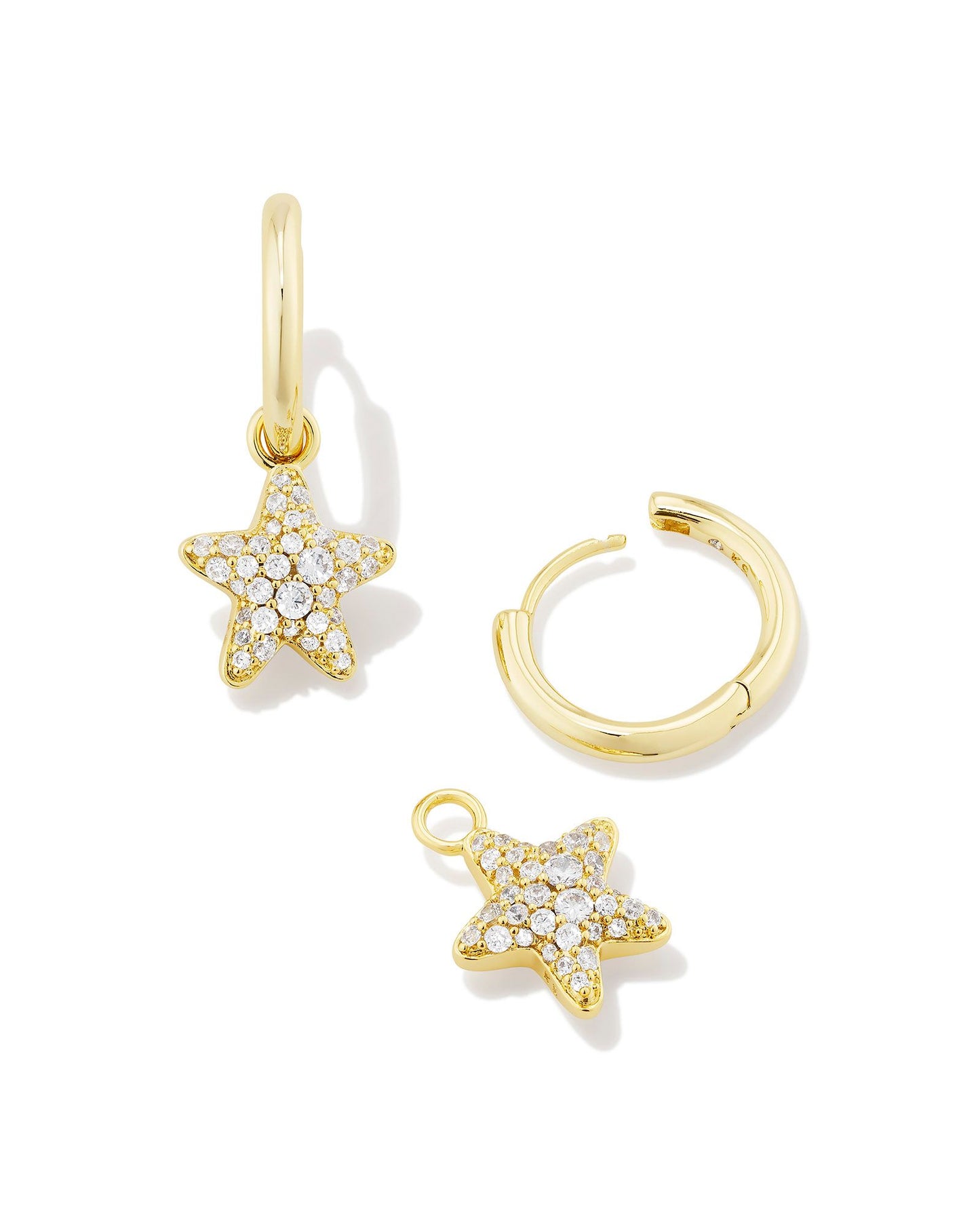 Kendra Scott - Jae Star Pave Huggie Earrings - Gold White Crystal - Findlay Rowe Designs