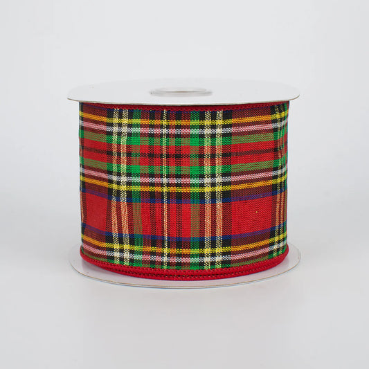 A&B Floral - Ribbon - 2.5in Traditional Red Tartan