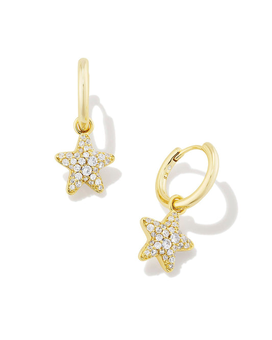 Kendra Scott - Jae Star Pave Huggie Earrings - Gold White Crystal - Findlay Rowe Designs