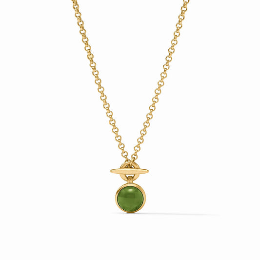 Julie Vos - Necklace - Solara Solitaire - Iridescent Palmetto Green