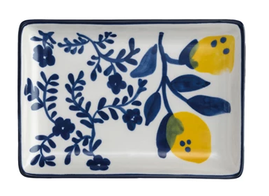 Appetizer Plate - Lemon Blue and White - Findlay Rowe Designs