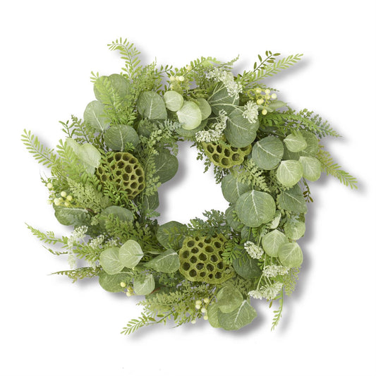 Wreath - Eucalyptus Fern Lotus Pod - 26in - Findlay Rowe Designs