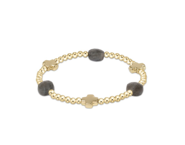 Enewton - Signature Cross Admire Gold Pattern 3mm Bead Bracelet - Labradorite - Findlay Rowe Designs