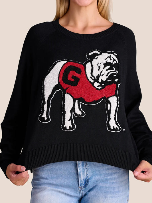 Stewart Simmons - Top - The Emblem Chenille Sweater - Georgia Standing Dog - Findlay Rowe Designs