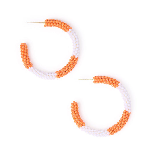 Ink + Alloy - Earring - Hoop Beaded - Orange White - Findlay Rowe Designs
