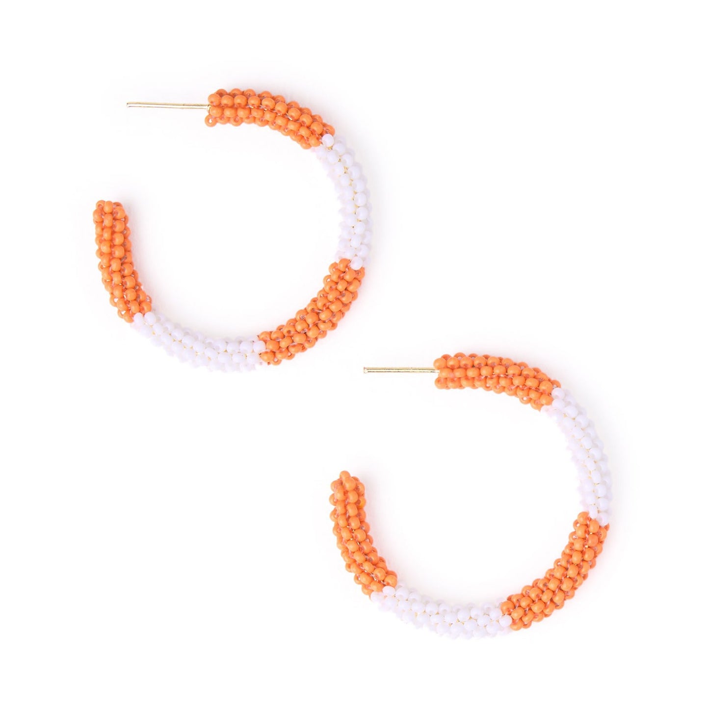 Ink + Alloy - Earring - Hoop Beaded - Orange White - Findlay Rowe Designs