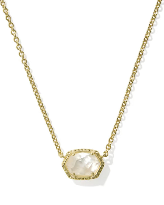 Kendra Scott - Necklace - Daphne Gold Frame Short Pendant - Ivory Mother-of-Pearl