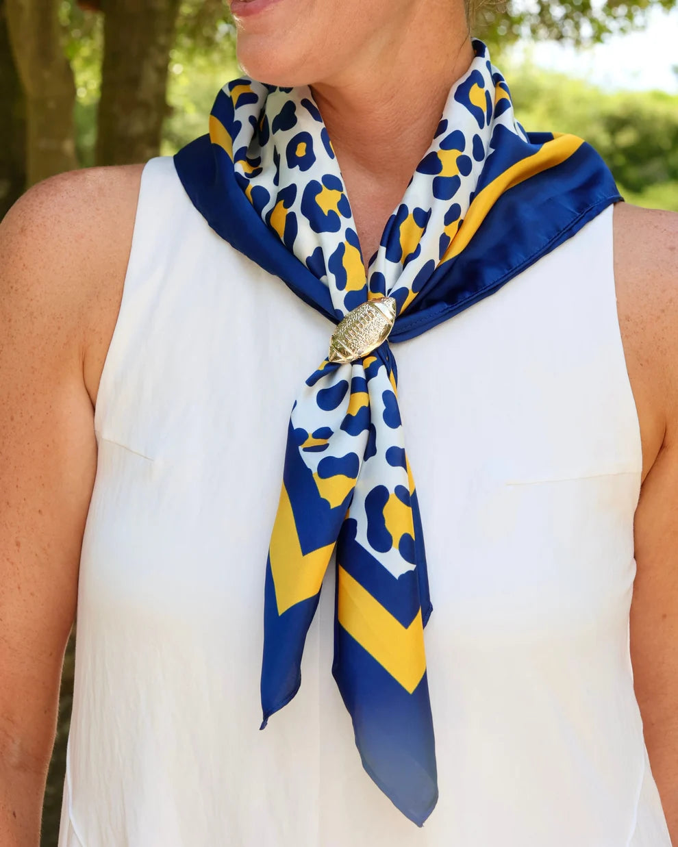 Caroline Hill - Scarf - Meredith Spotted Navy Gold - Medium - Findlay Rowe Designs