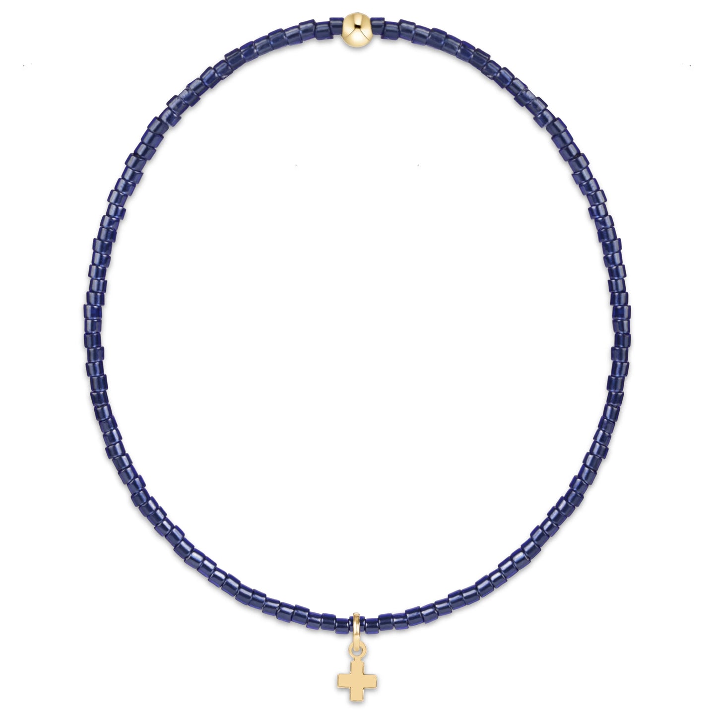 Enewton - Hope Classic Navy Bracelet - Signature Cross Small Gold Charm