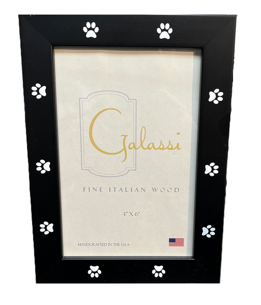 Galassi - 4x6 Black Frame with White Paw Prints