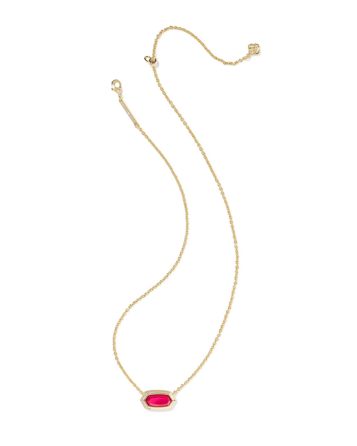 Kendra Scott - Necklace - Elisa Bezel Short Pendant - Gold Carmine Red Illusion
