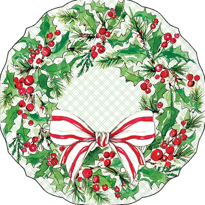 Lunch Napkins - Shaped Holly Berry Wreath - 12ct - Findlay Rowe Designs