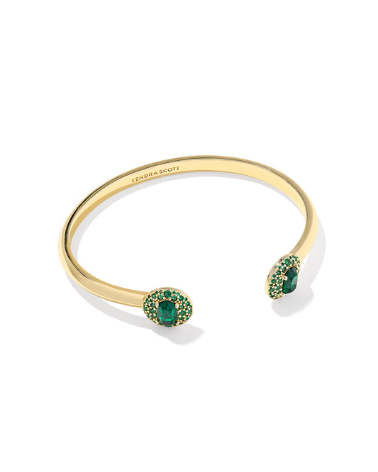 Kendra Scott - Bracelet - Bella Cuff Bracelet Gold Dark Green Crystal - Small Medium
