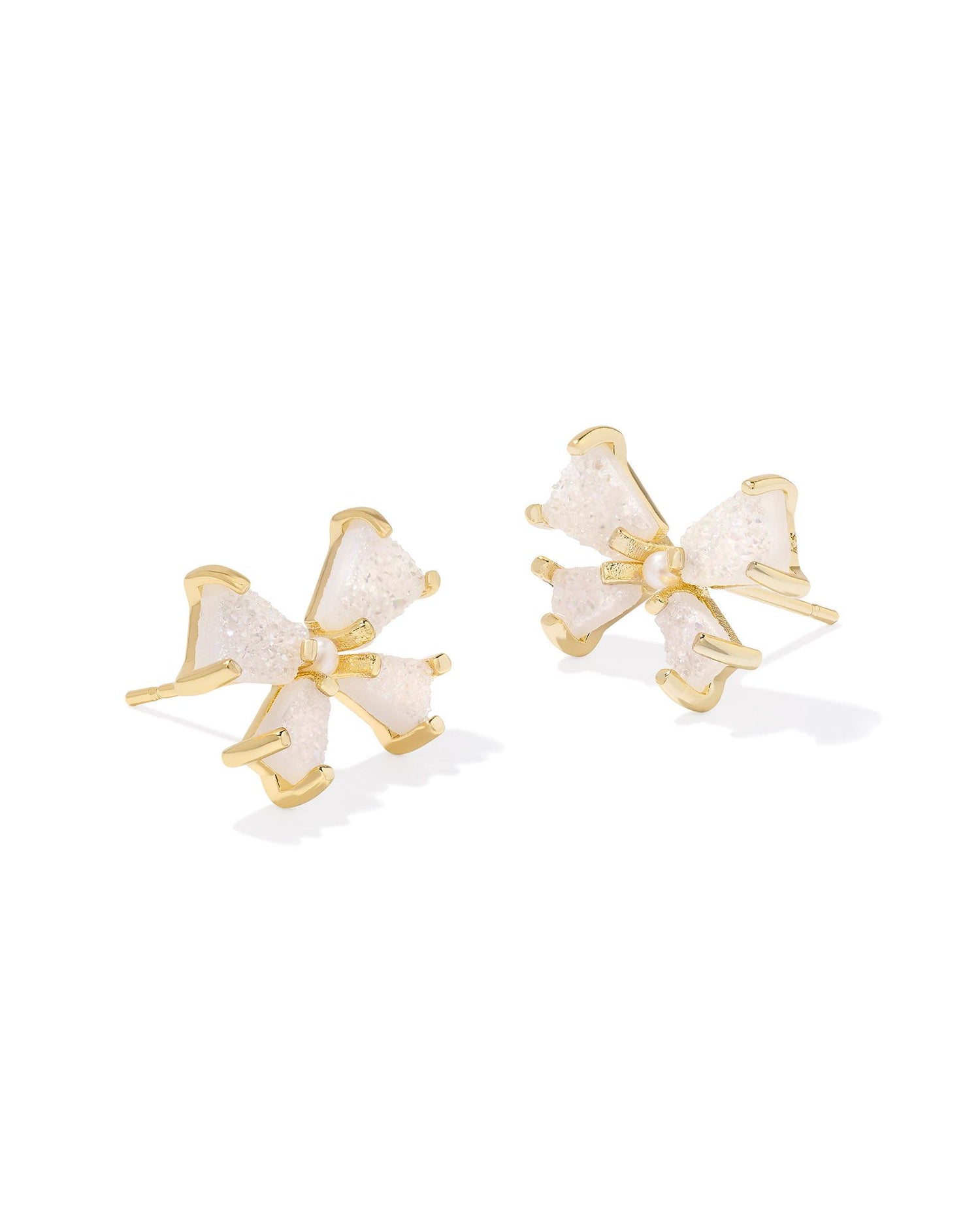 Kendra Scott - Earrings - Blair Gold Bow Small Stud - Gold Iridescent Drusy - Findlay Rowe Designs