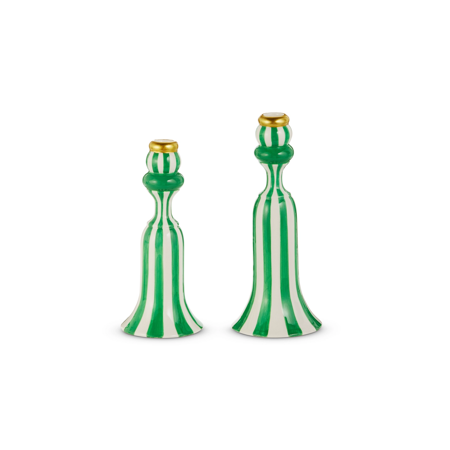 Raz Imports - Taper Candle Holder - Green Stripe - Findlay Rowe Designs