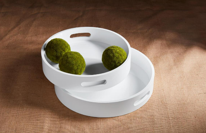 Mud Pie - Tray - 15" round Lacquered White Tray - Findlay Rowe Designs