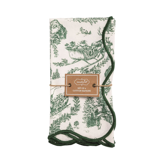 Mud Pie - Cloth Napkins - Green Toile - Set 4 - Findlay Rowe Designs