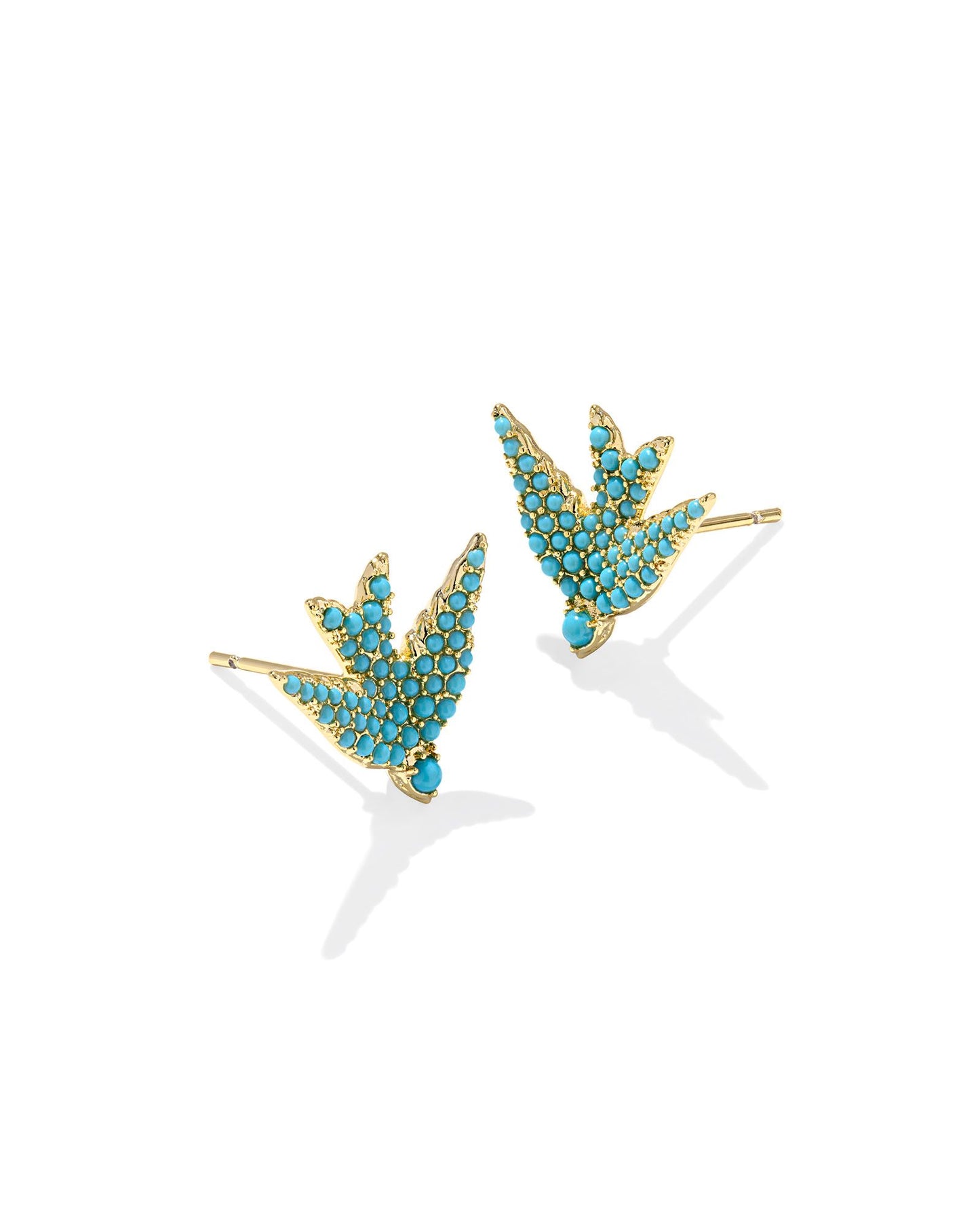 Kendra Scott - Earring - Melody Bird Gold Stud Earrings - Teal Crystal