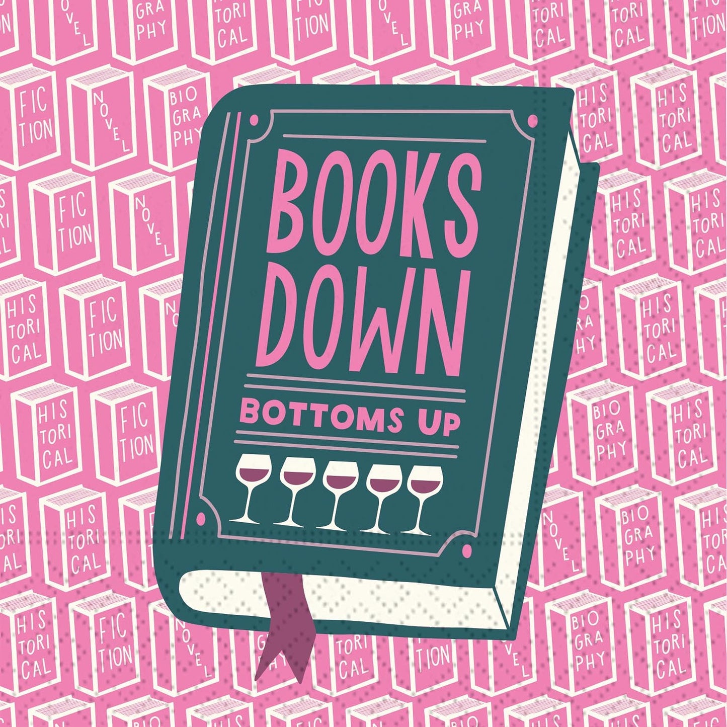 Cocktail Napkin - Books Down Bottoms Up - Findlay Rowe Designs