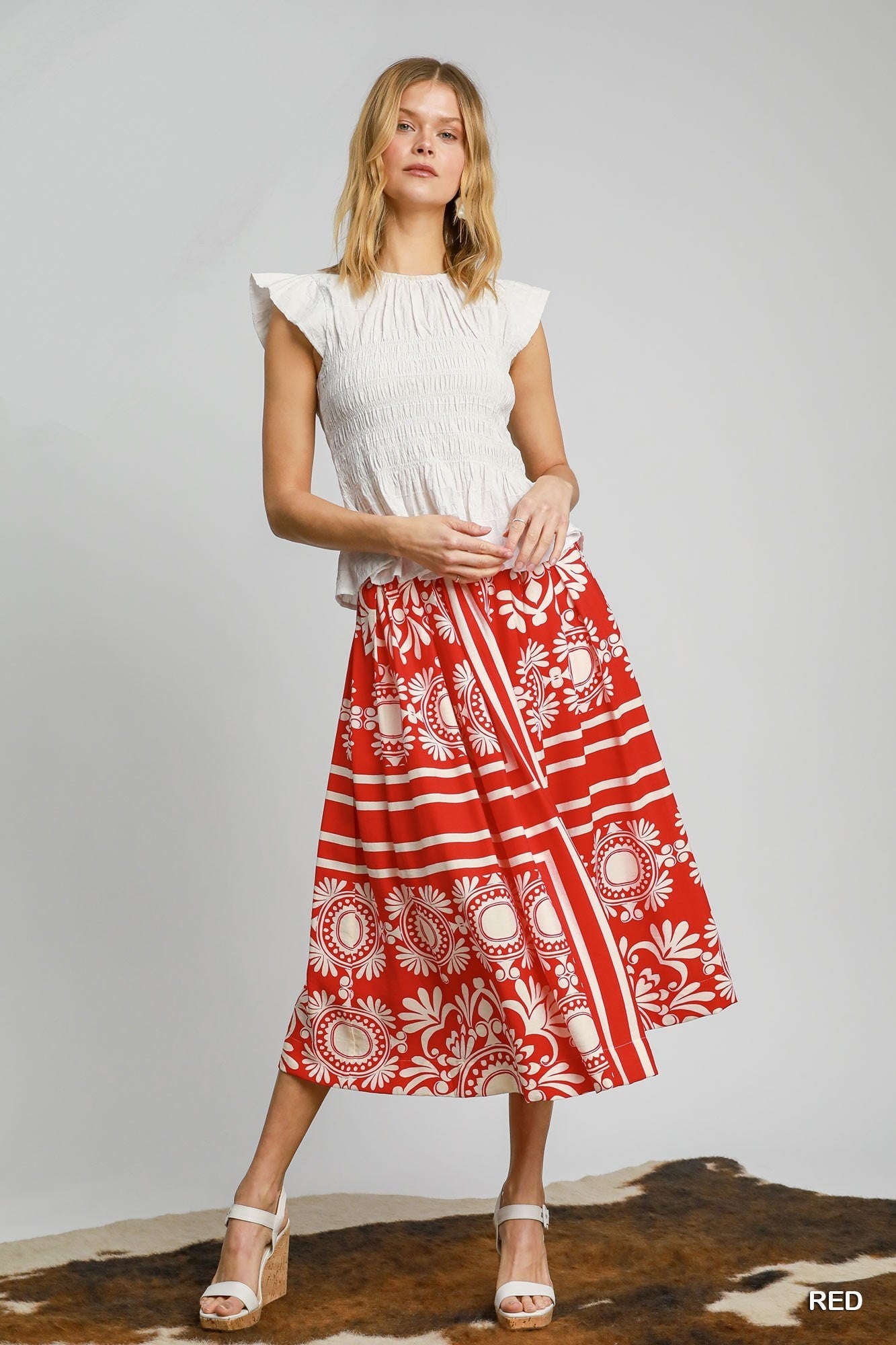Skirt - Scarf Print - Red - Findlay Rowe Designs