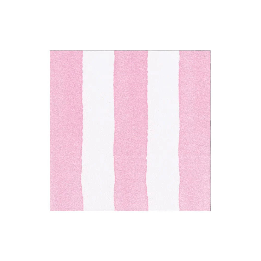 Caspari - Cocktail Napkin - Cafe Stripe Light Pink Paper Linen - Findlay Rowe Designs