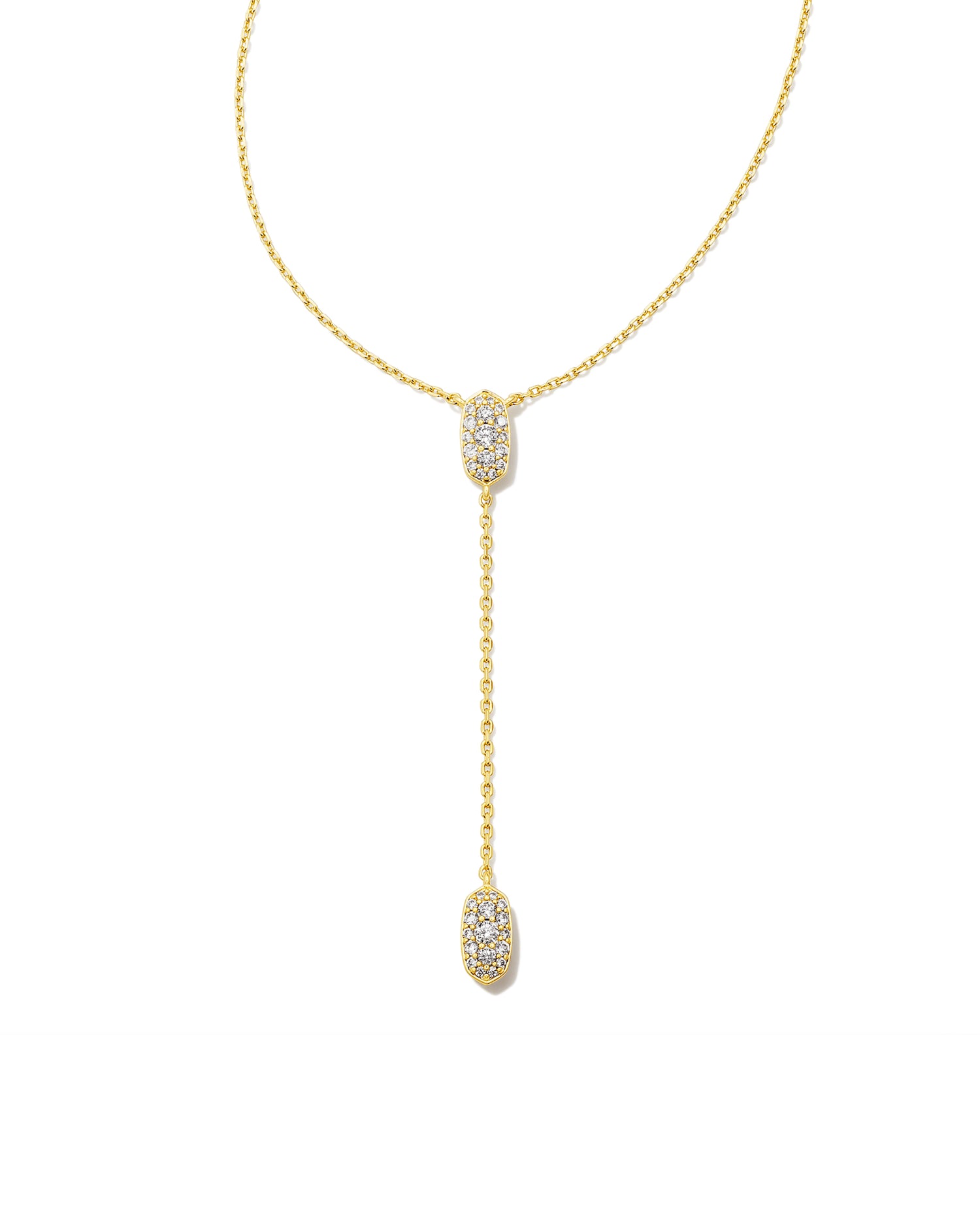Kendra Scott - Grayson Y Necklace  - Gold White CZ - Findlay Rowe Designs