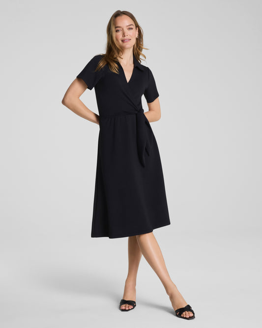 Spanx - Dress - AirEssentials Collared Tie-waist Midi - Black - Findlay Rowe Designs