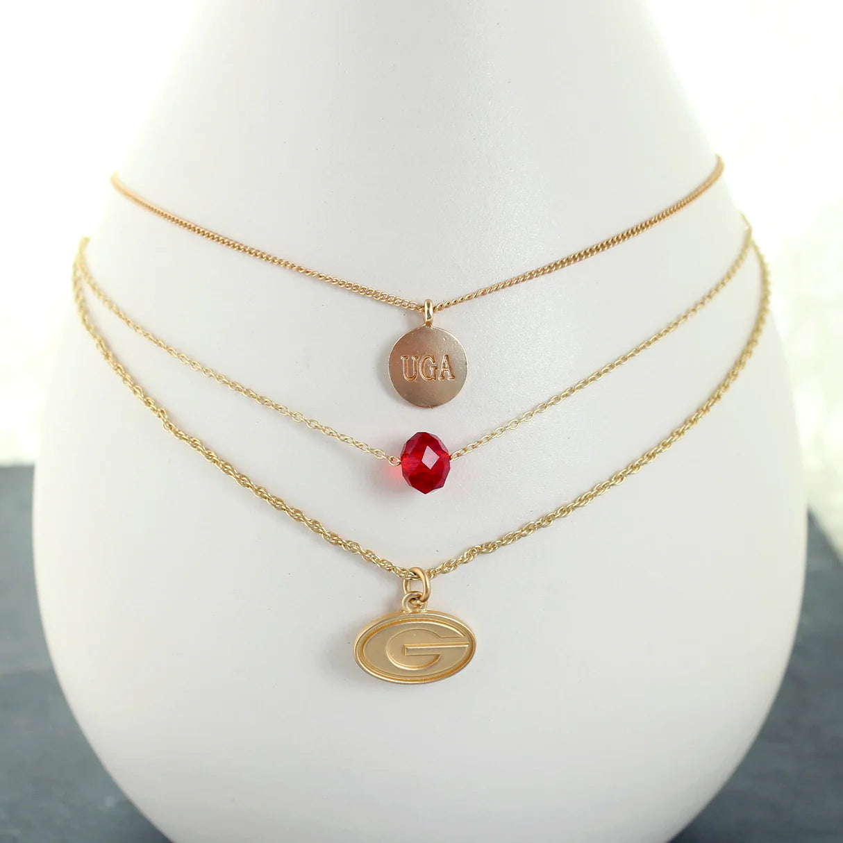 Necklace - Set of 3 UGA Logo - Matte Gold - Findlay Rowe Designs