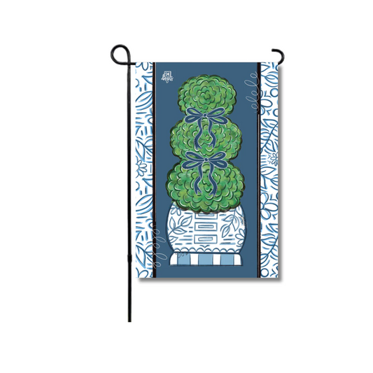 DK Designs - Garden Flag - Blue and White Topiary Garden Glam - Findlay Rowe Designs