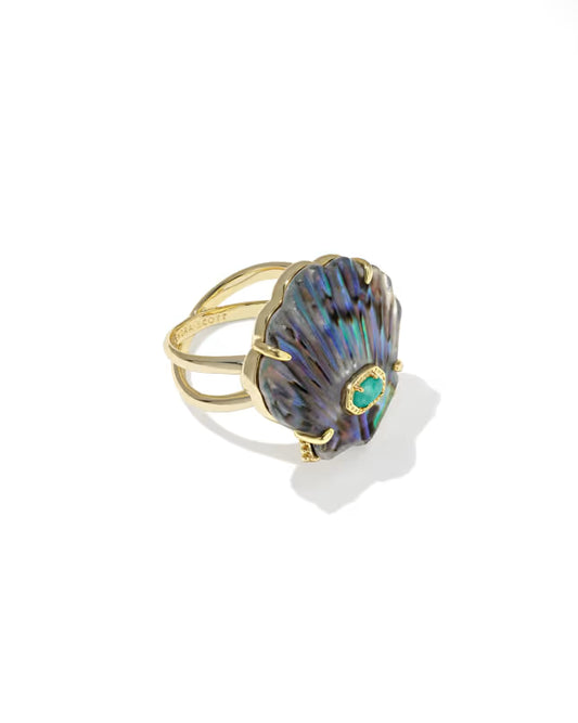 Kendra Scott - Cocktail Ring - Lucia Shell Gold - Abalone Shell - Size 8 - Findlay Rowe Designs