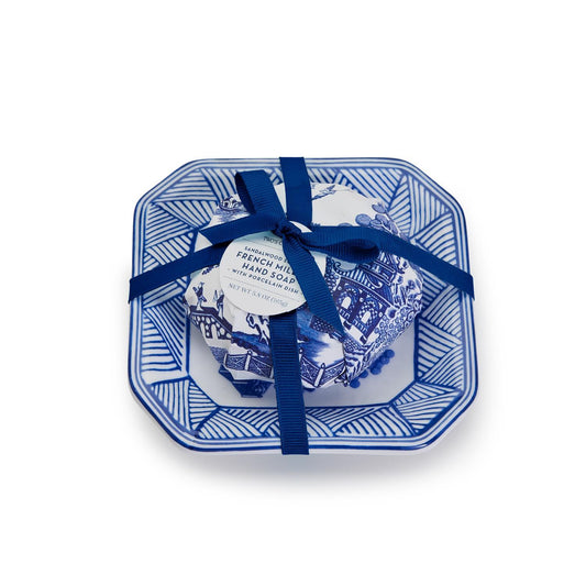 Porcelain Tray - Blue and White with Soap - Findlay Rowe Designs