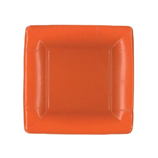 Caspari - Salad & Dessert Plates - Grosgrain Square Deep Orange