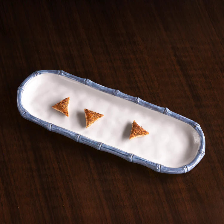 Beatriz Ball - VIDA Bamboo Baguette Platter - White and Blue - Findlay Rowe Designs