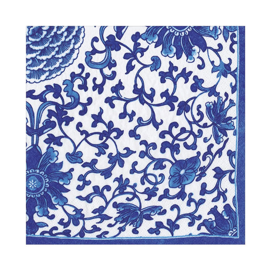 Caspari - Luncheon Napkin - Indigo Garden Blue White - Findlay Rowe Designs