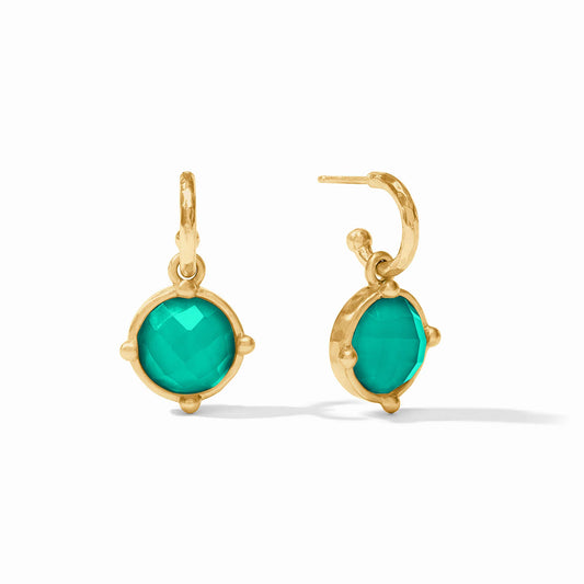 Julie Vos - Earrings - Honeybee Hoop Charm Earring - Emerald Green - Findlay Rowe Designs