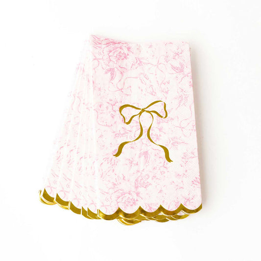 Guest Towel Napkin - Pink Bow Toile - Findlay Rowe Designs