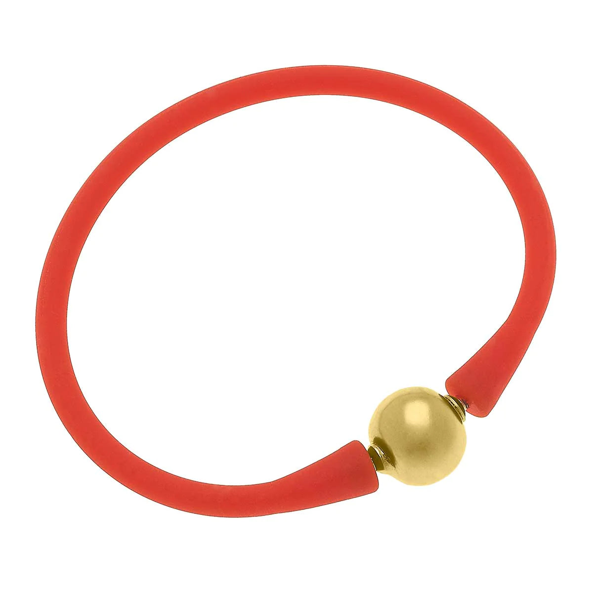 Bali 24K Gold Plated Ball Bead Silicone Bracelet in Orange - Findlay Rowe Designs