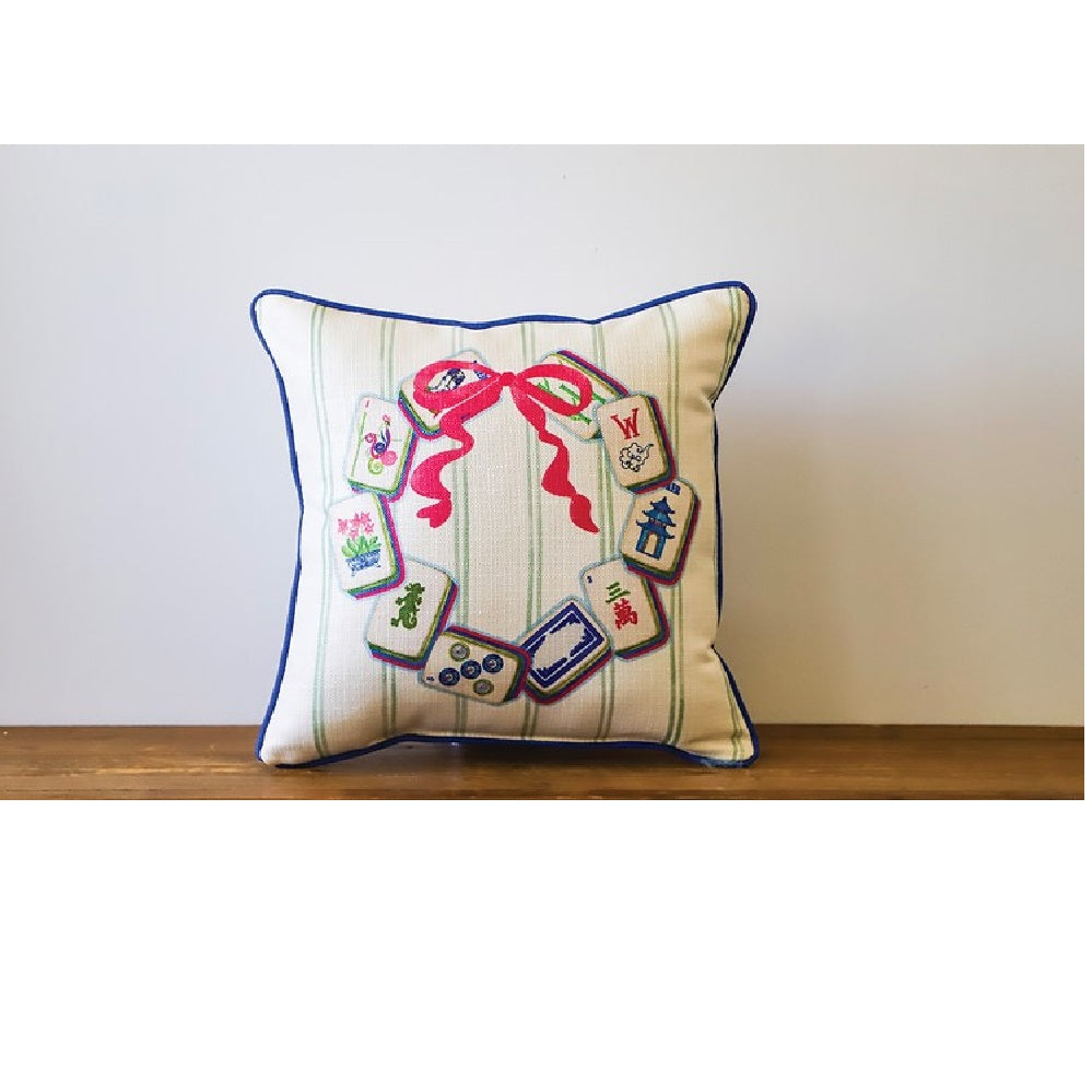 Little Birdie - Pillow - Christmas Wreath - Mahjong - Findlay Rowe Designs