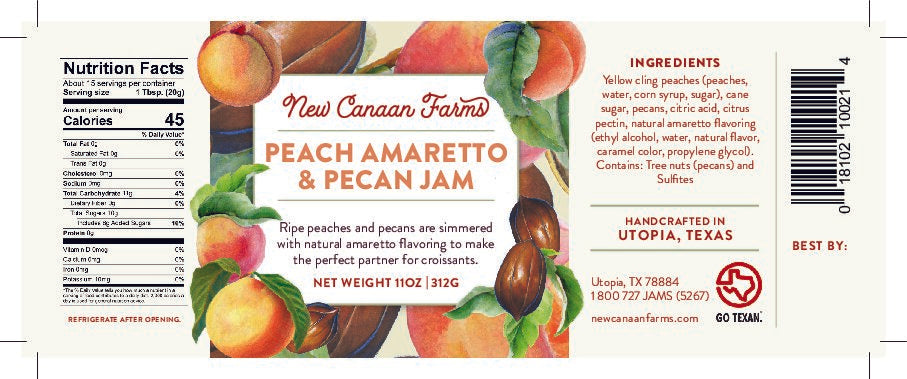New Canaan Farms - Peach Amaretto & Pecan Jam - Findlay Rowe Designs