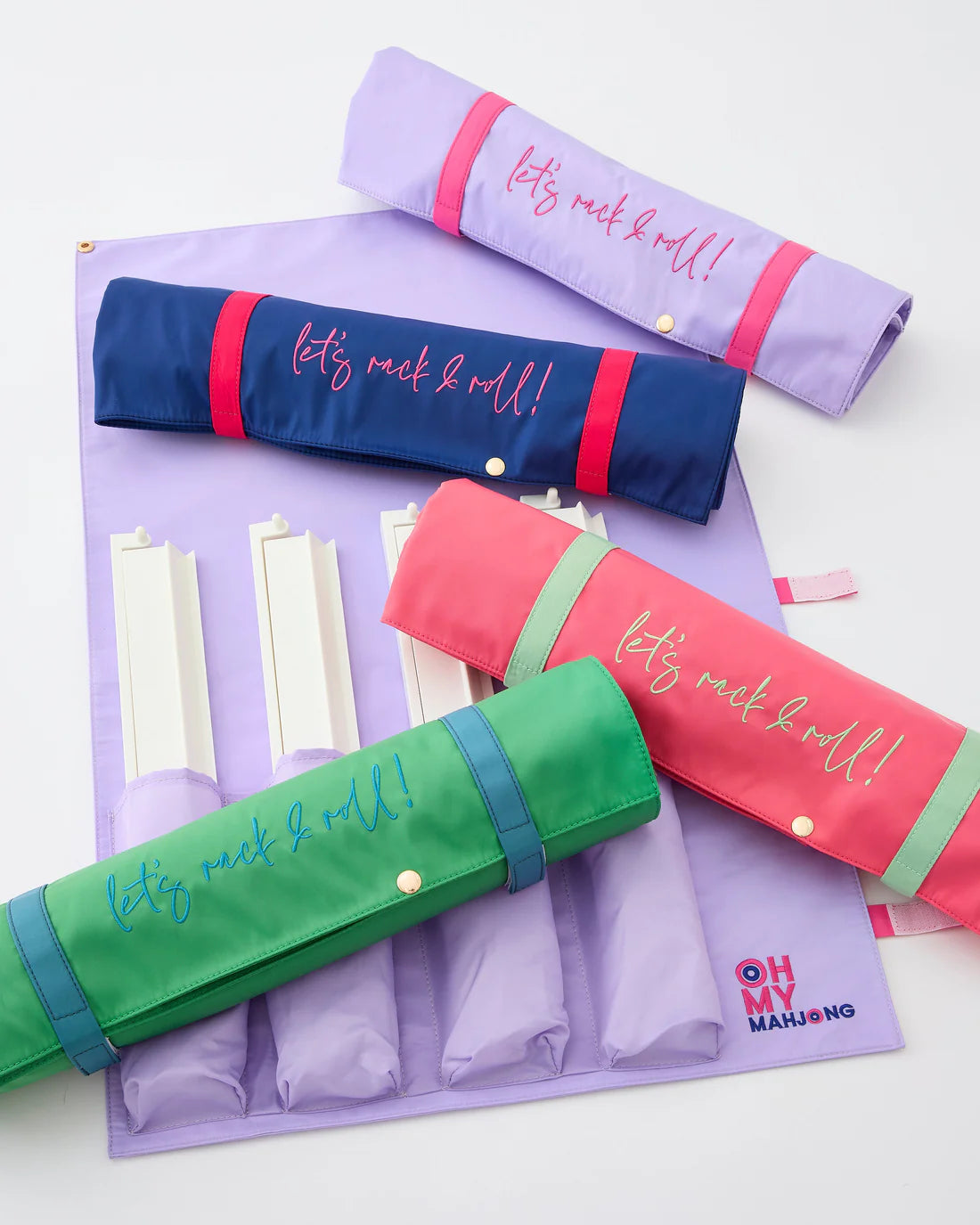 Oh My Mahjong - Let's Rack & Roll Bag - Strawberry Pink - Findlay Rowe Designs