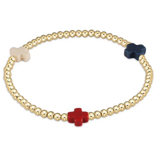 Enewton - Signature Cross Gold Pattern 3mm Bead Bracelet - Firecracker - Findlay Rowe Designs