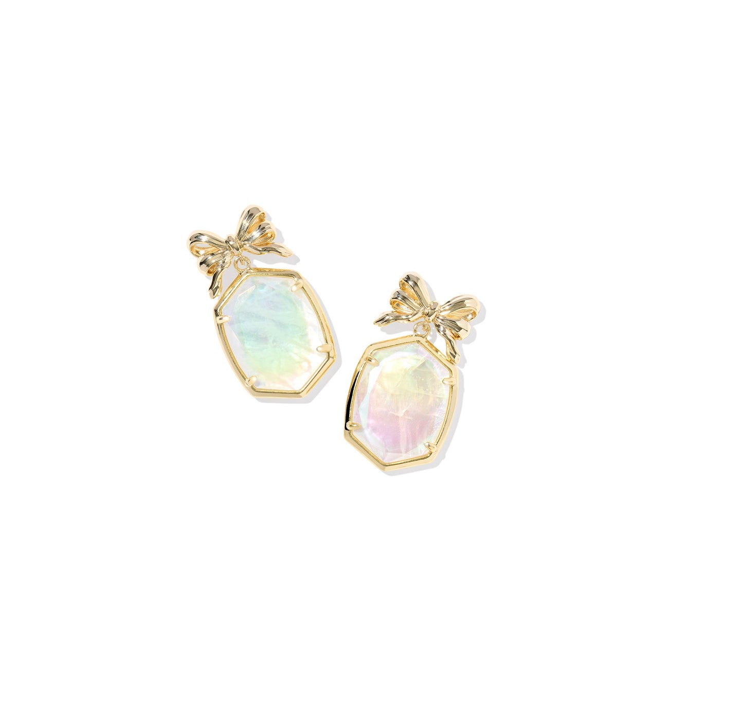 Kendra Scott - Earrings - Daphne Bow Drop - Gold Iridescent Crystal Ivory Illusion
