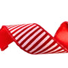 Decor Ribbon - 2.5in Red Velvet White Crackle Stripe
