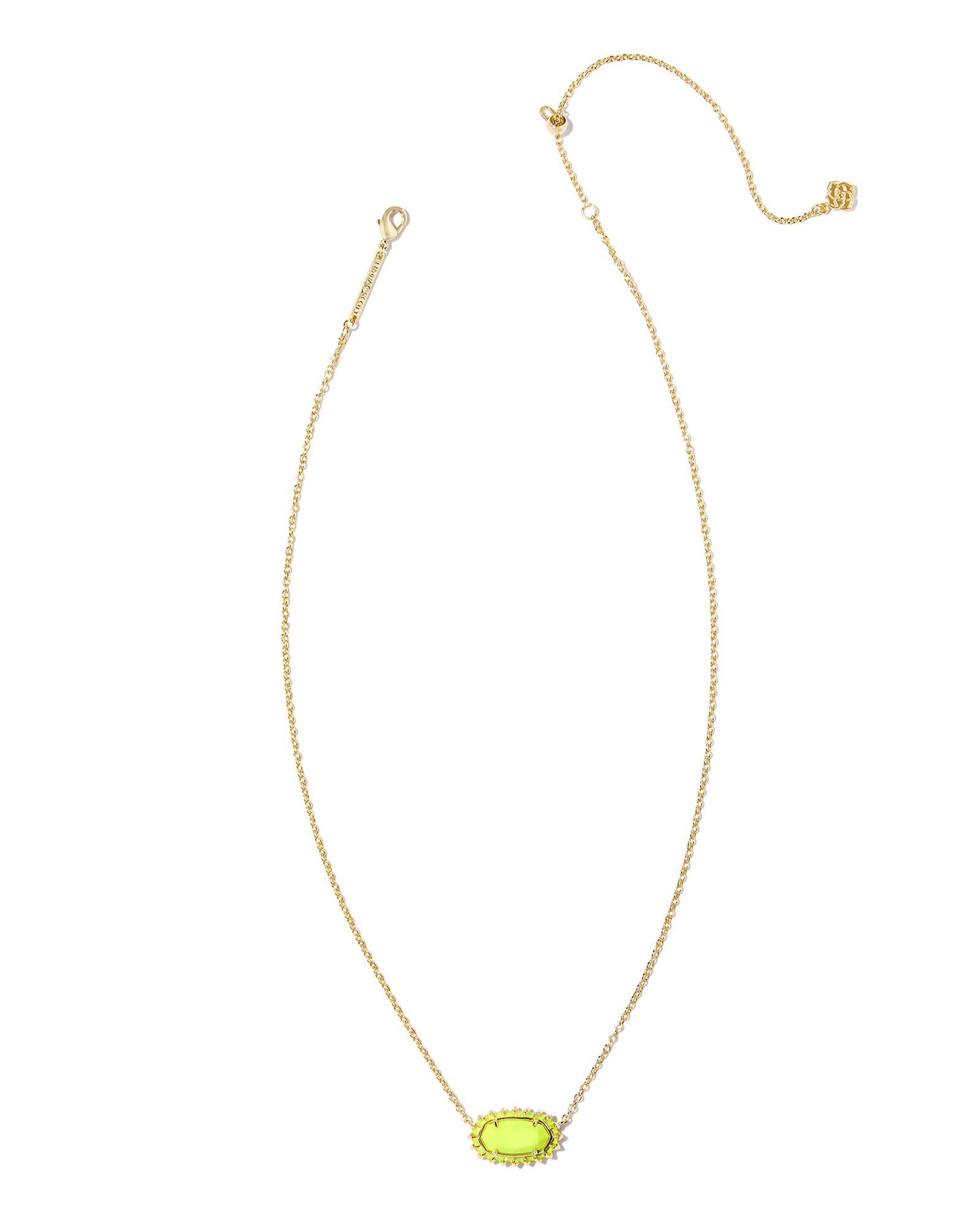 Kendra Scott - Elisa Color Burst Frame Short Pendant Necklace - Gold Chartreuse Magnesite - Findlay Rowe Designs