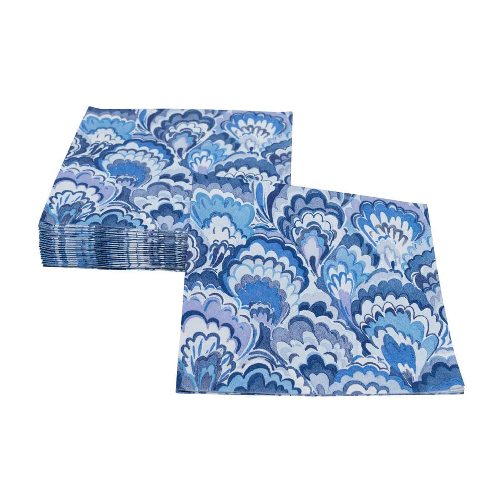 Caspari - Cocktail Napkins -Marbled Ceramica Indigo - Findlay Rowe Designs
