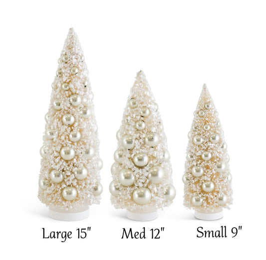 Bottle Brush Trees Cream - Champagne Ornaments