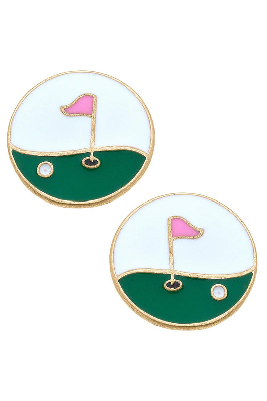 Hole in One Enamel Golf Stud Earrings - Findlay Rowe Designs